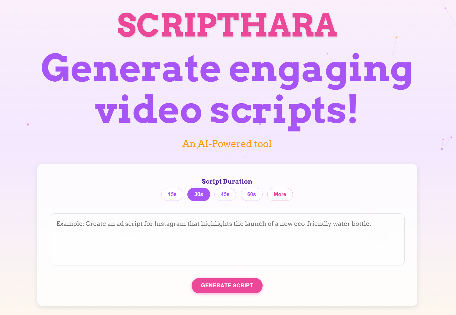 Screenshot of Scripthara - Video Script Generator project