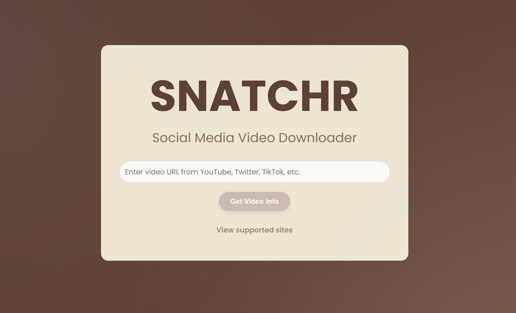 Screenshot of Snatchr - Video Downloader project